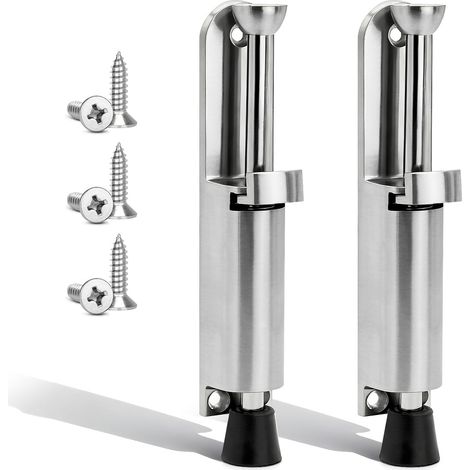 2 Pièces Arrêt de Porte avec Commande au Pied Réglable, Bloque Porte Sol en Alliage de Zinc, Bloc porte, Stop porte, Butée de Porte au Sol Pour l'intérieur et l'extérieur (Argent) (1/4)