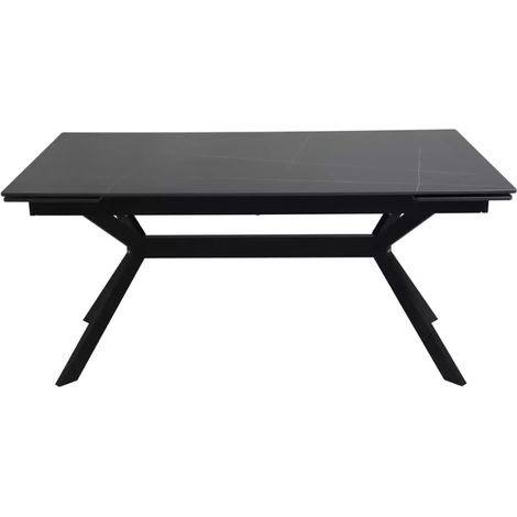 Table extensible 160 + 60 cm en céramique noir mat - PRIMAVERA (1/4)