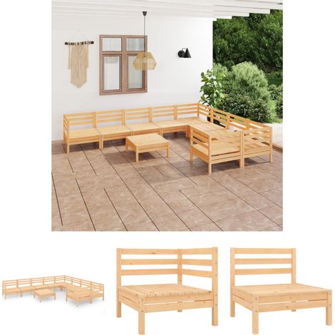 The Living Store - 10-tlg. Garten-Lounge-Set Massivholz Kiefer (1/5)