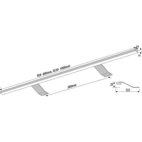 Luminaire de meuble 600, LED 6,52W, 68LED chromé, 1m de câble d’alimentation (1/3)