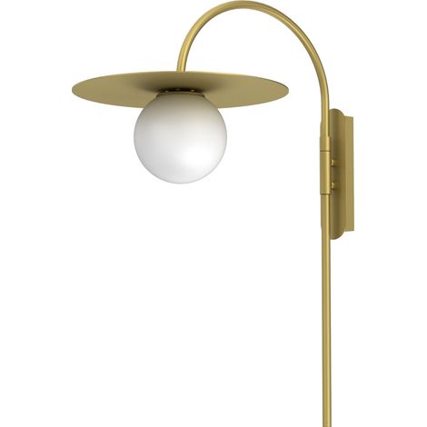 Applique murale décorative Flat Luminex dorée avec boule blanche E27 15W