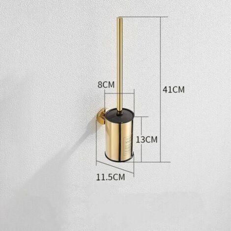 Porte-brosse de toilette rond en acier inoxydable doré, à fixer au mur dans les salles de bains (Or) (1/4)