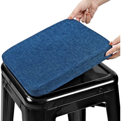 Coussin de tabouret de bar magnétique en tissu tissé, antidérapant, respirant, pour café, bistrot, tabouret en métal empilable (carré, bleu foncé, 1) (1/5)