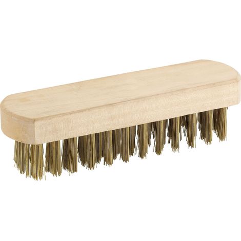 BROSSE EN ACIER LAITONNÉ AVEC MANCHE EN BOIS POUR FONDERIE