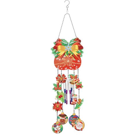 DIY-Weihnachtswindspiel, 3D-Ornament mit Schleife, Strasssteinen und exquisitem Rautenmuster (PFL508) (1/2)