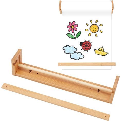 1 Support Mural Pour Rouleau Papier Kraft, Distributeur En Bois, Accessoire Cuisine, Bureau, Restaurant (1/5)