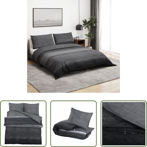 vidaXL Housse de couette 100% coton - Ensemble de housse de couette gris foncé 260x240 cm Coton (1/5)
