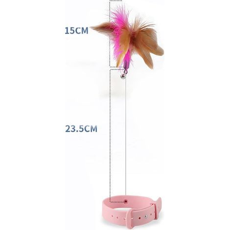 Teasing Stick Pet Self-pleasing Cat Toy Multifunctional Tieable Legs - Pink, 38.5cm long, for cats with neck circumference 17-27cm, 1pc (1/4)