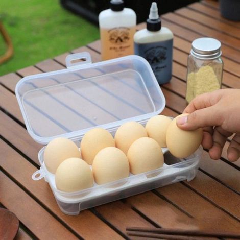 Lot de 3 boîtes à œufs plastique transparent avec couvercle antichoc, rangement réfrigérateur camping et pique-nique (1/4)