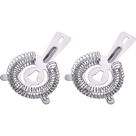 Reusable cocktail strainer, made of SS304 stainless steel, with non-slip rubber finger rest, ergonomic and short handle for easy storage, rust-resistant. - AquaForge (1/5)