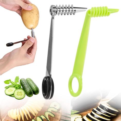 Râpe à spirale manuelle 2 pièces en acier inoxydable et plastique, ustensile de cuisine pratique, vert argenté