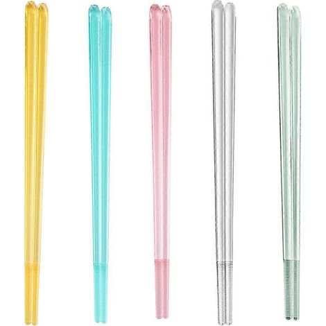 paires de baguettes transparentes de 5 couleurs différentes, baguettes pointues en résine acrylique colorée pour la maison. (1/5)