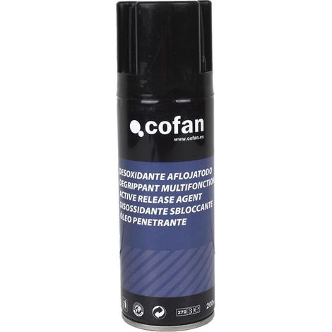 COFAN aflojatodo multiusos 400 ml , Aflojatodo desoxidante y multiusos. Producto de alta efectividad para aplicaciones diversas. Aflojatodo con MoS2 (disulfuro de molibdeno). Aplic