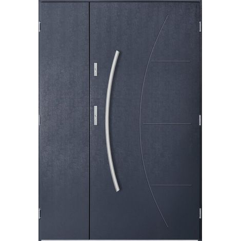 Porte d'entrée double LYNX 120x200 cm anthracite - Poignée et serrure : Avec - Poussant: Droit