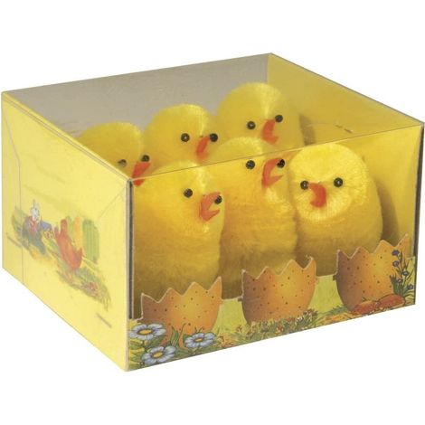 RAYHER - 6 PEZZI - PULCINI DECORATIVI INCINIGLIA E SETA 5CM