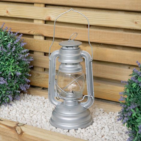 25cm Silver Paraffin Hurricane Lantern Camping Light (1/5)