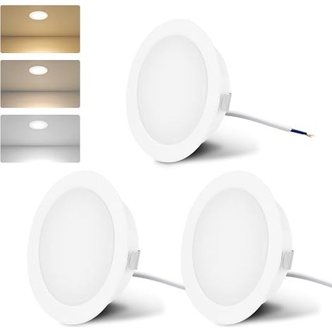 LED Cabinet Lights 230V, 4W LED G4 20 mm Recessed Spotlights for Flat Furniture 3 Colour Temperatures 3000k/4000k/6000k Kitchen Hood, Recessed Bathroom Spotlight (White) (1/5)
