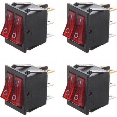 SPST-Doppelkippschalter, 6-polig, Ein/Aus, mit 4 roten Kontrollleuchten, für den Einsatz auf See, 15 A/250 V AC oder 20 A/125 V AC (1/5)
