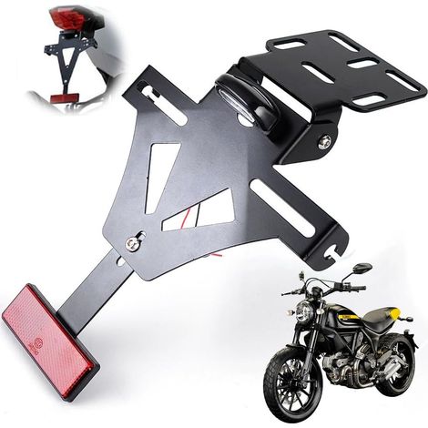 Support de plaque d'immatriculation moto, support de plaque d'immatriculation universel, support de plaque d'immatriculation de moto à angle réglable, support de plaque d'immatriculation LED (1/5)