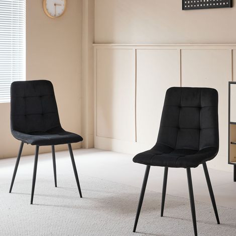 Wokaka Lote de 2 Sillas de Comedor - Silla de respaldo alto - Estilo Retro (Negro)