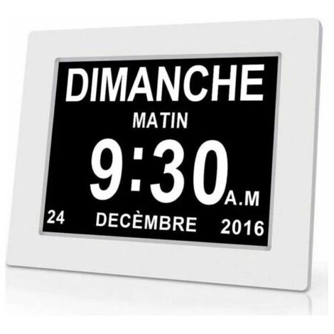 Horloge calendrier numérique One Piece 7 pouces avec date et heure, horloge Alzheimer pour parents, rappel de médicaments pour grands-parents et enfants - Blanc - 20414324mm (1/5)