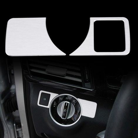 Couvercle de Bouton pour Commutateur de Phares Mercedes-Benz Type A - Aluminium Poli Argent (1/5)