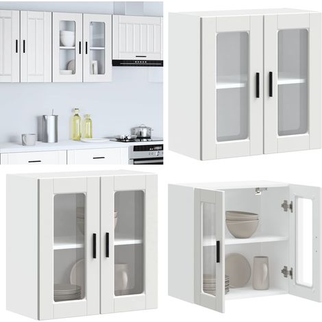 vidaXL Küchen-Hängeschrank mit Glastür Porto Weiß (1/5)