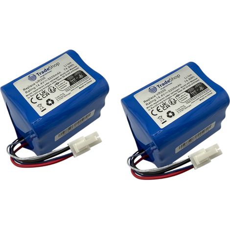 2x Trade-Shop Li-Ion Akku 14,4V 5200mAh für Vorwerk Kobold VR200 ersetzt 20884-1, 48245, 4NCR18650P2-C001A, 4NCR18650P2-C002A / Saugroboter-Ersatzteil