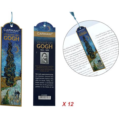 Set di 12 segnalibri per il libro "Van Gogh Road With Cypresses", idea regalo artistica. (1/4)
