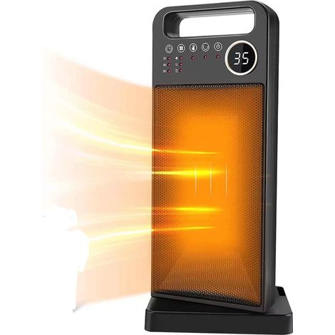 2000W Chauffage d'appoint, Tête secouée à 60 degrés  PTC Radiateur Electrique, 3 Modes, Thermostat, Minuterie 12H, Télécommande,Sécurité Anti chute et Surchauffe pour Usage Intérieur