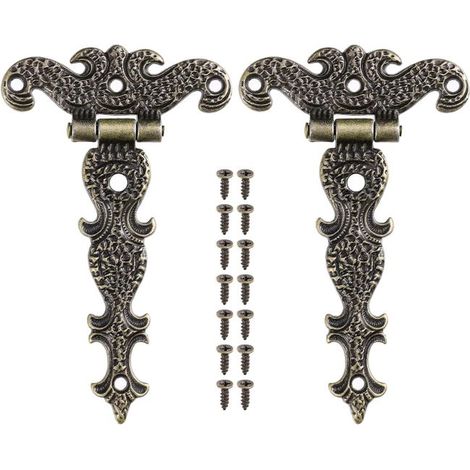 Lot de 2 charnières décoratives en alliage de zinc et en forme de T pour porte de placard (1/4)