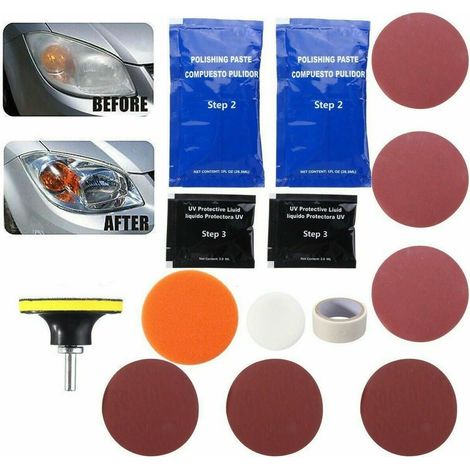 KIT RIGENERAZIONE RIPRISTINO RINNOVA LUCIDA FARI FANALI LENTI OPACIZZATI TRAPANO (1/2)