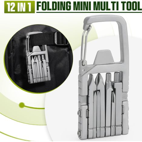 Mini outil multifonction 12-en-1 porte-clés, tournevis pliable, ouvre-bouteille, outil de poche portable pour camping extérieur