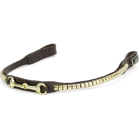 Full, Marrone: Frontalino in cuoio italiano Vanity con una fila di clincker e morso centrale