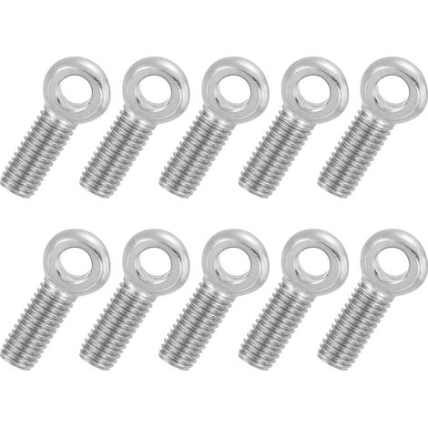 10 Pcs Boulon à Œil M10x35mm Boulon à Œillet de Levage pour Balancement d'Épaule, Vis Filetage Complet en Acier Inoxydable 304, Filetage Métrique Trou Coulissant, Couleur Argentée (1/5)