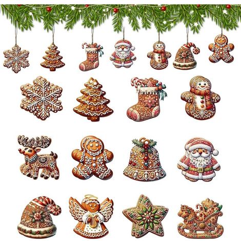 Décoration Sapin De Noël - En Bois Naturel - 24 Pièces Avec Cordon De Suspension - Pour Arbre De Noël Table Guirlande Et Centre De Table (1/5)