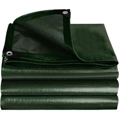 6 bâches huile imperméable 20 pieds, verte, anti-UV, anneaux et bord renforcé, pour toits, camping, piscines