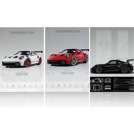 Ensemble de Tableaux sur Toile Voiture de Course - 3 Pièces 30x20 cm Impressions Sport Auto Modernes pour Chambre d'Garçon, Décoration Murale (1/5)
