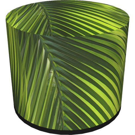 Pouf decorativo, Bertoni, stampa Palma - pouf rotondo per soggiorno, ingresso, cilindro 40 cm, elegante, cerniera, lavabile (1/5)
