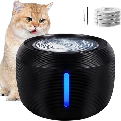 Fontaine à eau 25 L pour chien – Ultra silencieuse – Filtre à charbon actif – Pompe intelligente – Noir avec LED (1/5)
