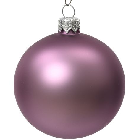 Box Da 4 Palline Di Natale In Vetro Opaco Colore Lilla Cristallo 10Cm