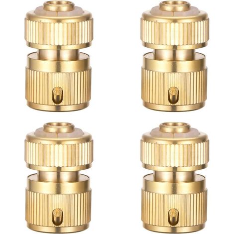Lot de 4 Raccords de Tuyau 1/2" en Laiton, Adaptateur pour Tuyau d’arrosage, Raccord Rapide en Laiton, Connecteur de Tuyau pour Relier les Tuyaux et les équipements de Jardin (1/5)