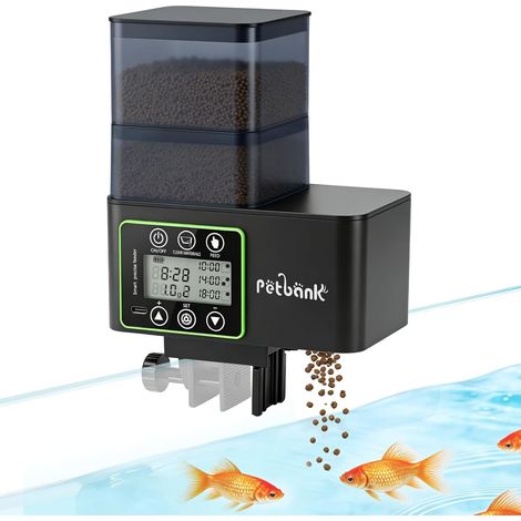 Distributeur Nourriture Poisson 230/510mL, Distributeur Automatique Poisson avec Timer, Distributeurs de Nourriture Aquarium Rechargeable USB, Écran LCD – Distributeurs de Nourriture Aquarium (1/5)