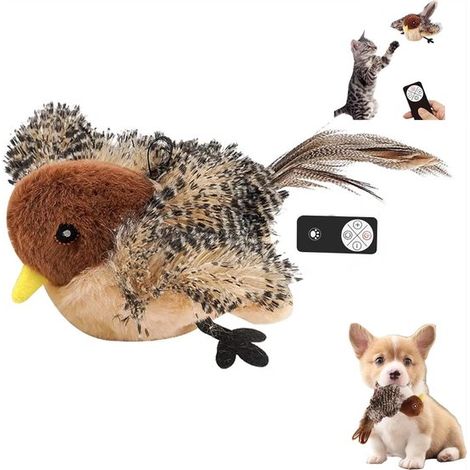 Jouet volant interactif pour chat – Oiseau rechargeable avec télécommande – Capteur de touche – Stimulant et ludique