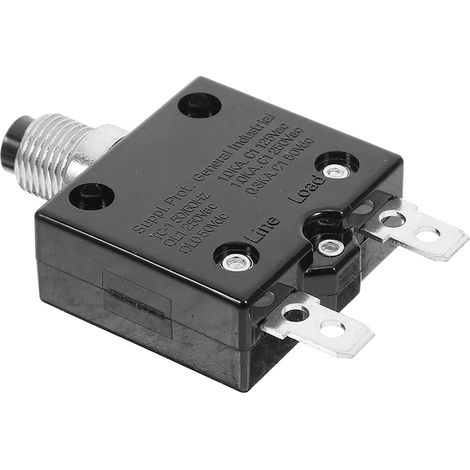 Disjoncteur Thermique à Réarmement Manuel Noir 125-250v 15a Fer Protection Fiable des Circuits, 50v Dc, Format Compact pour Générateur et Usage Automobile (1/5)