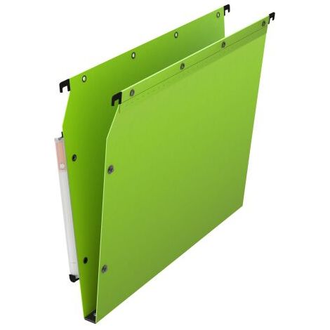 Dossier suspendu plastique pression L'Oblique AZ fond 1,5 cm pour armoire - vert - Lot de 10