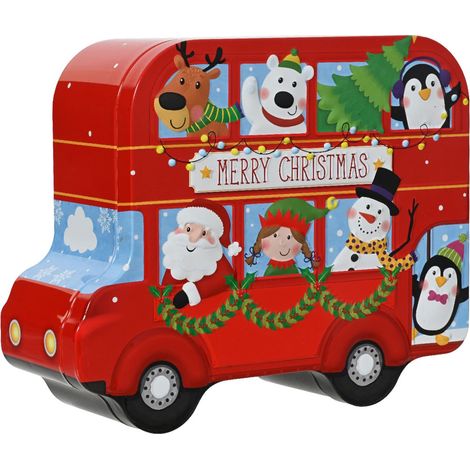 Weihnachtsgeschenkbox in Doppeldeckerbusform bunt Höhe 7 cm Breite 15,5 cm Länge 19 cm - Zinn (1/2)