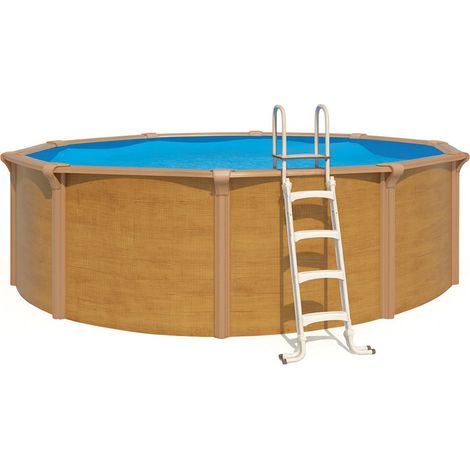 Piscine hors sol acier ronde Ø 4,55 x 1,32 m aspect bois OSMOSE