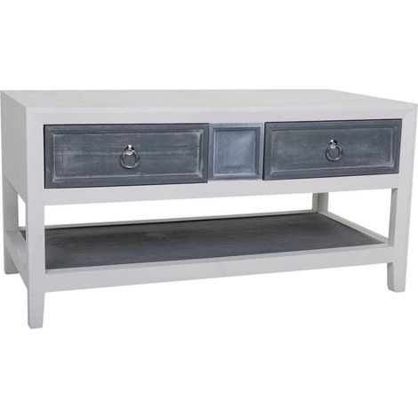Lesa de centro de madera lacado blanco y gris 104x51x53