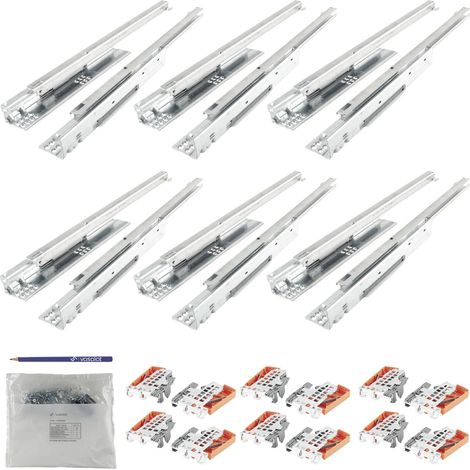 Blum Tandem Teilauszug Set, Schubladenauszug 450mm Blumotion mit praktischer Blum Kupplung, Schubladenführung Tragkraft 30kg - 6 Paar Schubladenschienen mit Kupplung (1/5)
